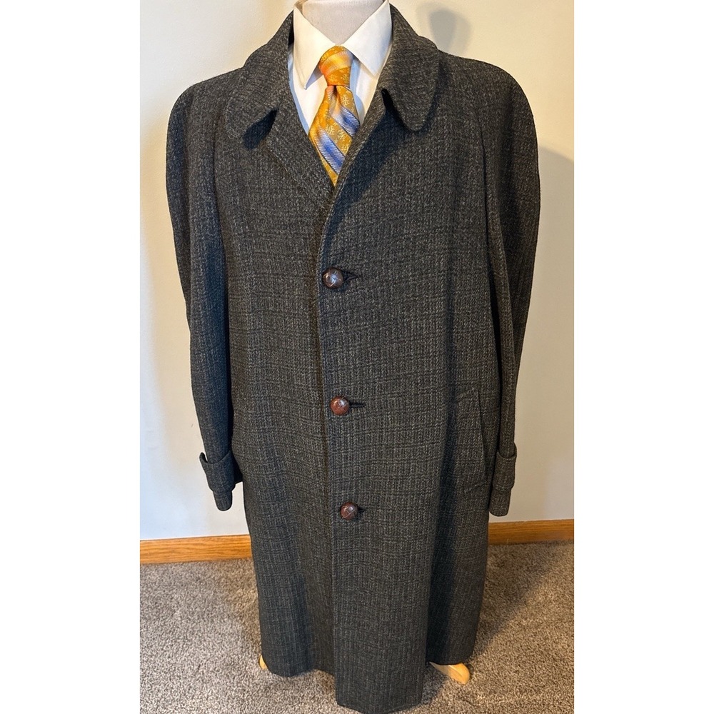 Vintage Harris Tweed Long Coat Overcoat Handwoven Scottish Wool Men's Sz L/XL